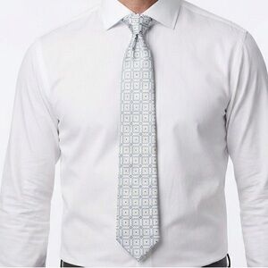 Venetto Collection Silver & Gray Patterned Silk Tie 57” Men’s Formal